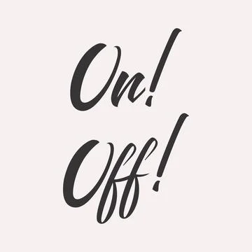 On off words lettering card Иллюстрация