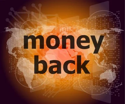 Words money back on digital screen, business concept 스톡 일러스트