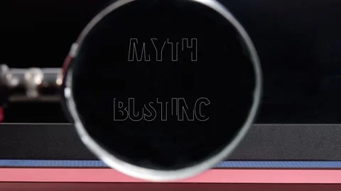Words Myth Busting animated on a plate. The concept of this animation is Myth Video stock 311879600
