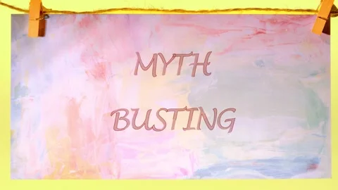 Words Myth Busting animated on a plate on the colored sheet of the notebook. The Video stock 316121168