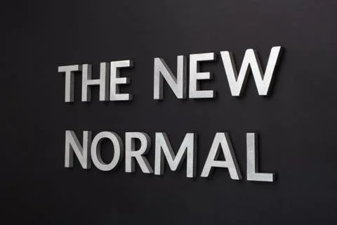 Words the new normal on black surface in tilted linear perspective Stock Illustration