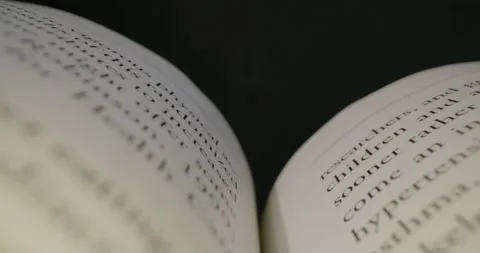 Words on a page in a book in close up with Probe lens 4k Stock Footage 135704781