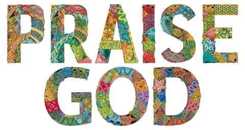 Words PRAISE GOD. Vector zentangle object for decoration Stock Illustration