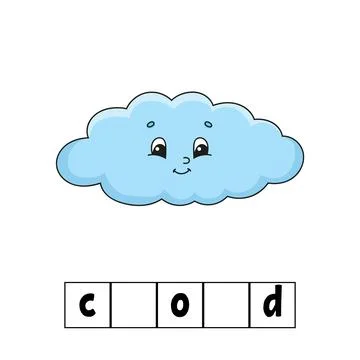 Words puzzle, cloud. Education developing worksheet. Learning game for kids.  Stock Illustration
