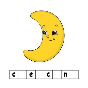 Words puzzle, crescent. Education developing worksheet. Learning game for kid Stock Illustration