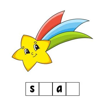 Words puzzle. Education worksheet. Learning game for kids. Color activity pag Stock Illustration