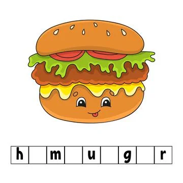 Words puzzle. Education worksheet. Learning game for kids. Color activity pag Stock Illustration