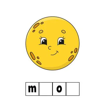 Words puzzle, moon. Education developing worksheet. Learning game for kids. C Stock Illustration