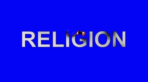 The Words religion Burning in Flames to Ashes on a Blue Screen Background Stock Footage 61038194