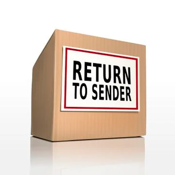 The words return to sender on a paper box Stock Illustration