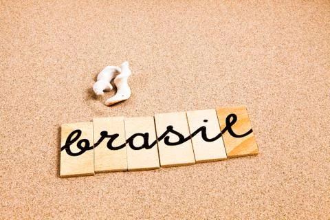 Words on sand Brasil Stock Photos