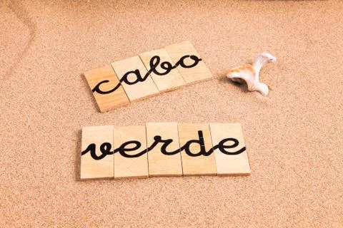 Words on sand Cabo Verde Stock Photos