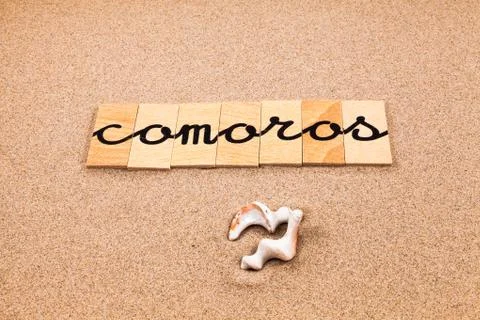 Words on sand Comoros Stock Photos