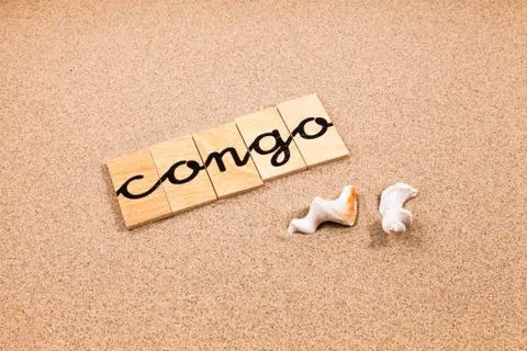 Words on sand Congo Stock Photos