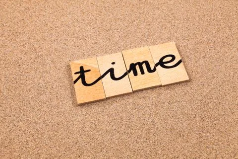 Words on sand Time Stock Photos