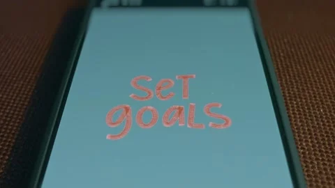 Words Set Goals on blue background, presentation Video stock 309686865