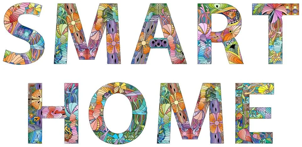 Words SMART HOME. Vector decorative zentangle object for any purpose Stock Illustration