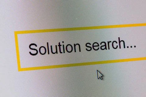 Words Solution search in bar on computer monitor Words Solution search in ... 스톡 사진