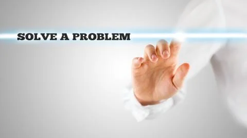 The words - Solve a problem - on a virtual interface Stock Photos