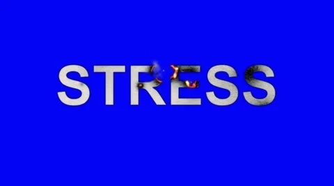 The Words Stress Burning in Flames to Ashes on a Blue Screen Background Stock Footage 61038218