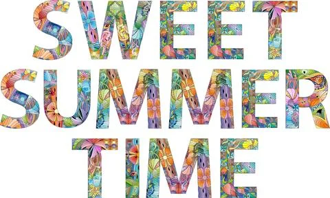 Words SWEET SUMMER TIME. Vector decorative zentangle object Illustrazione stock