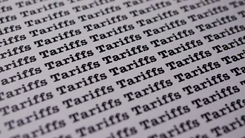 Words Tariffs Seamless on paper for trading background. Stock Footage 306833013