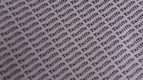 Words Tariffs Seamless print on paper for trading business background. Stock Footage 306594423