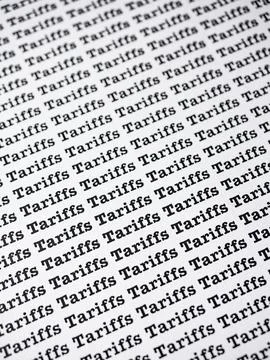 Words Tariffs Seamless print on paper for trading export import business ta.. Stock Photos