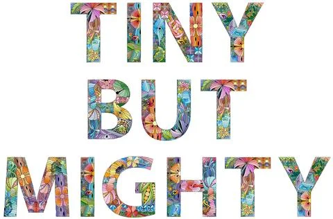 Words TINY BUT MIGHTY. Vector zentangle object for decoration Stock Illustration