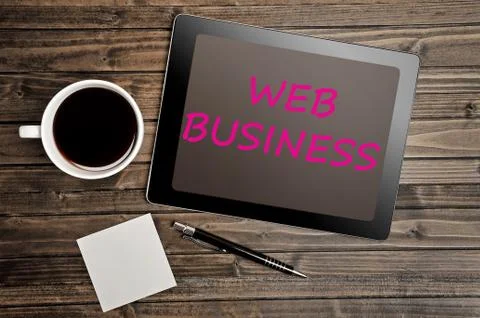 The words Web Business on tablet pc Stock Photos