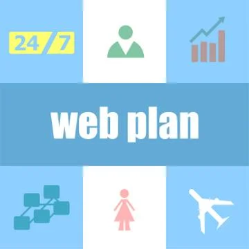 Words web plan. Business concept . Infographic dashboard ui interface templat Stock Illustration