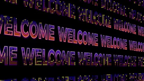 The words welcome in rows above and below each other on a black background i Stock Footage 258620077