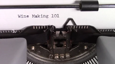 The words "Wine Making 101 " being typed on a typewriter 스톡 동영상 122888098