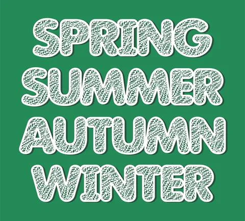 Words Winter, Spring, Summer, Autumn.  Stock Illustration