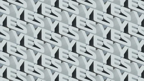 Words YES with moving striped texture seamless loop animation. 3d rendering 4K Stock Footage 157760120