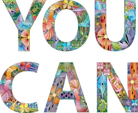 Words YOU CAN. Vector decorative zentangle object Ilustración de archivo