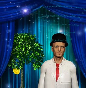 Wordsmith on stage Stock Illustration