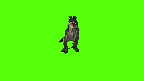 Worg Death Green Screen Animation 4k Rendering Stock Footage 296209136