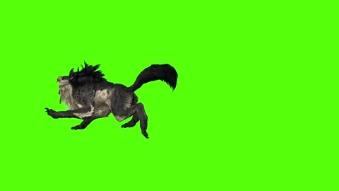 Worg Jump and Bite Green Screen Animation 4k Rendering Stock Footage 296209215