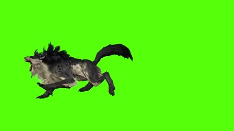 Worg Jump and Bite Green Screen Animation 4k Rendering Stock Footage 296209217