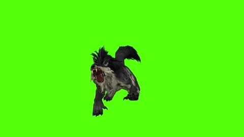 Worg Jump and Bite Green Screen Animation 4k Rendering Stock Footage 296209229