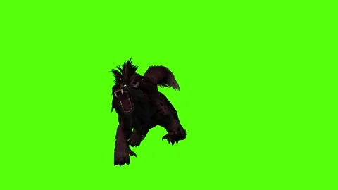Worg Jump Bite Green Screen Animation 4k Rendering Video stock 296209838