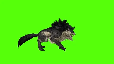 Worg Jump on Ground Green Screen Animation 4k Rendering Stock Footage 296209245