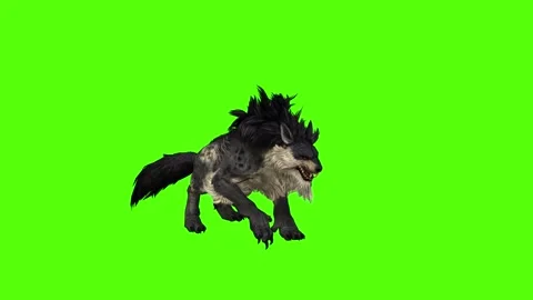 Worg Jump on Ground Green Screen Animation 4k Rendering Stock Footage 296209246