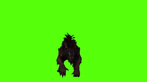 Worg Jump on Ground Green Screen Animation 4k Rendering Video stock 296210510