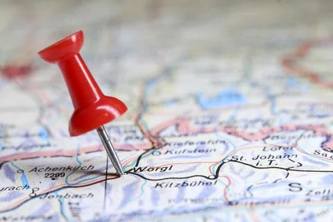 Worgl, Austria pin on map Stock Photos