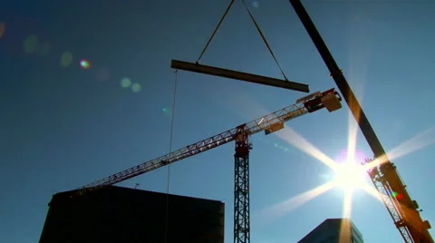 Work 06 Moving a Large Iron Beam Stock-Footage 40577676
