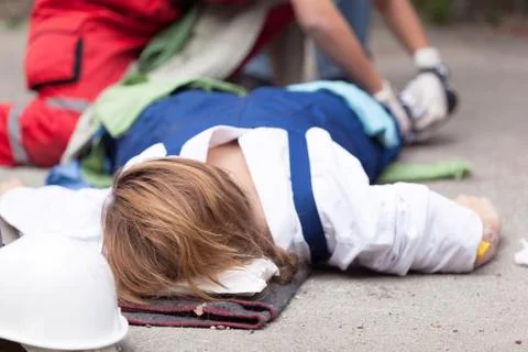 Work accident. first aid. Stock Photos