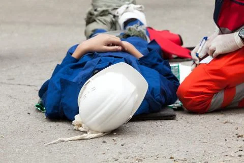 Work accident. first aid. Stock Photos