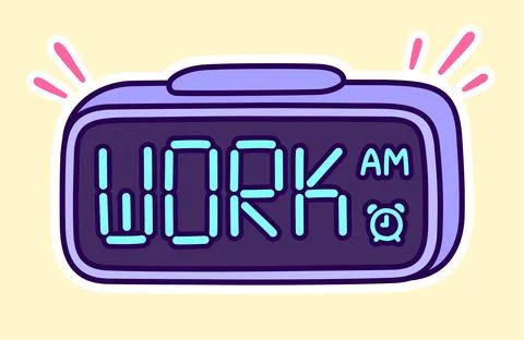 Work alarm clock cartoon drawing Stock Illustration